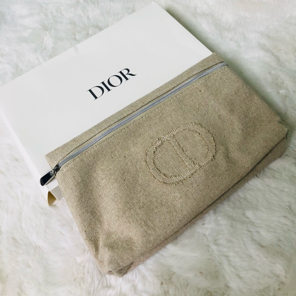 COPY - DIOR Cosmetic Bag / Pouch, Canvas Pouch New Approx (inch)6 1/2 x 4 1/2 x…